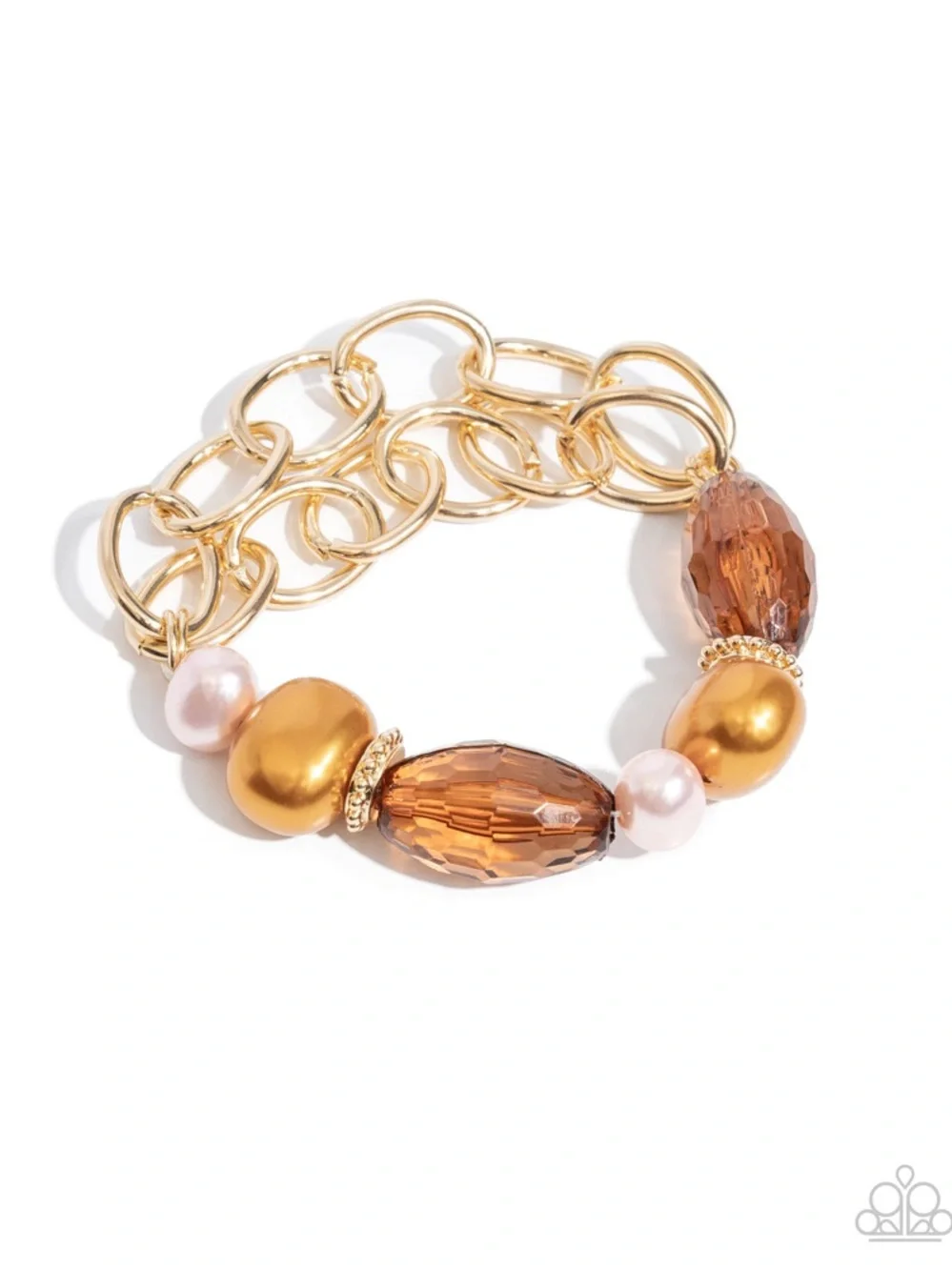 paparazzi Gold and Amber Pearl Link Bracelet